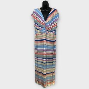 Chico's Colorful Striped Sleeveless V-Neck Maxi Dress Size 16/18 Style 570263828